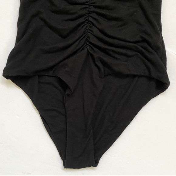 Blue life ruched center black tank top bodysuit - Picture 3 of 7